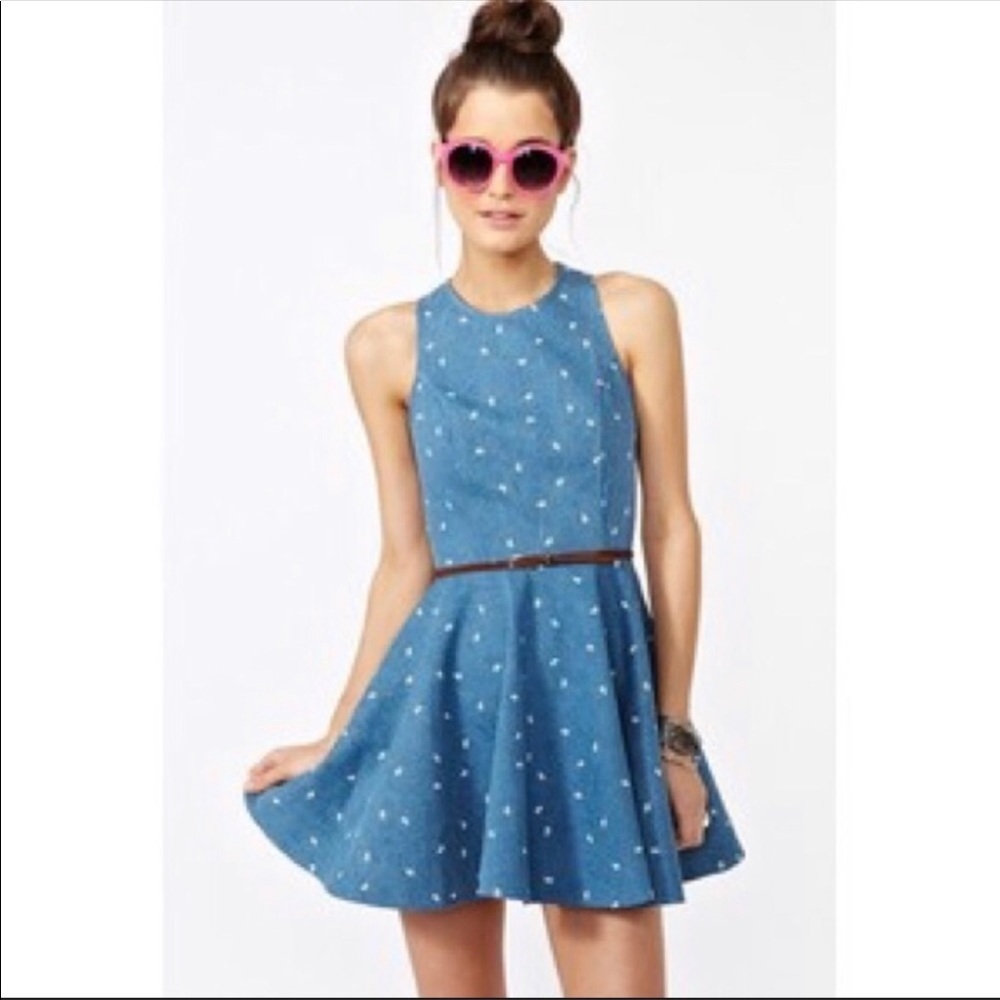 Anthro Dusen Dusen | Denim Paisley Skater Dress